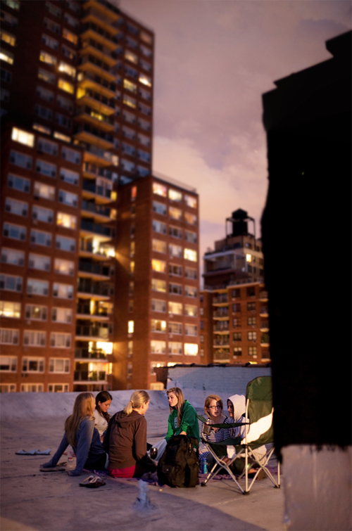 Up on Liz'z roof with the girls